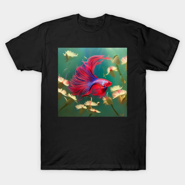 Floral betta fish 3 T-Shirt by BloodRubyz